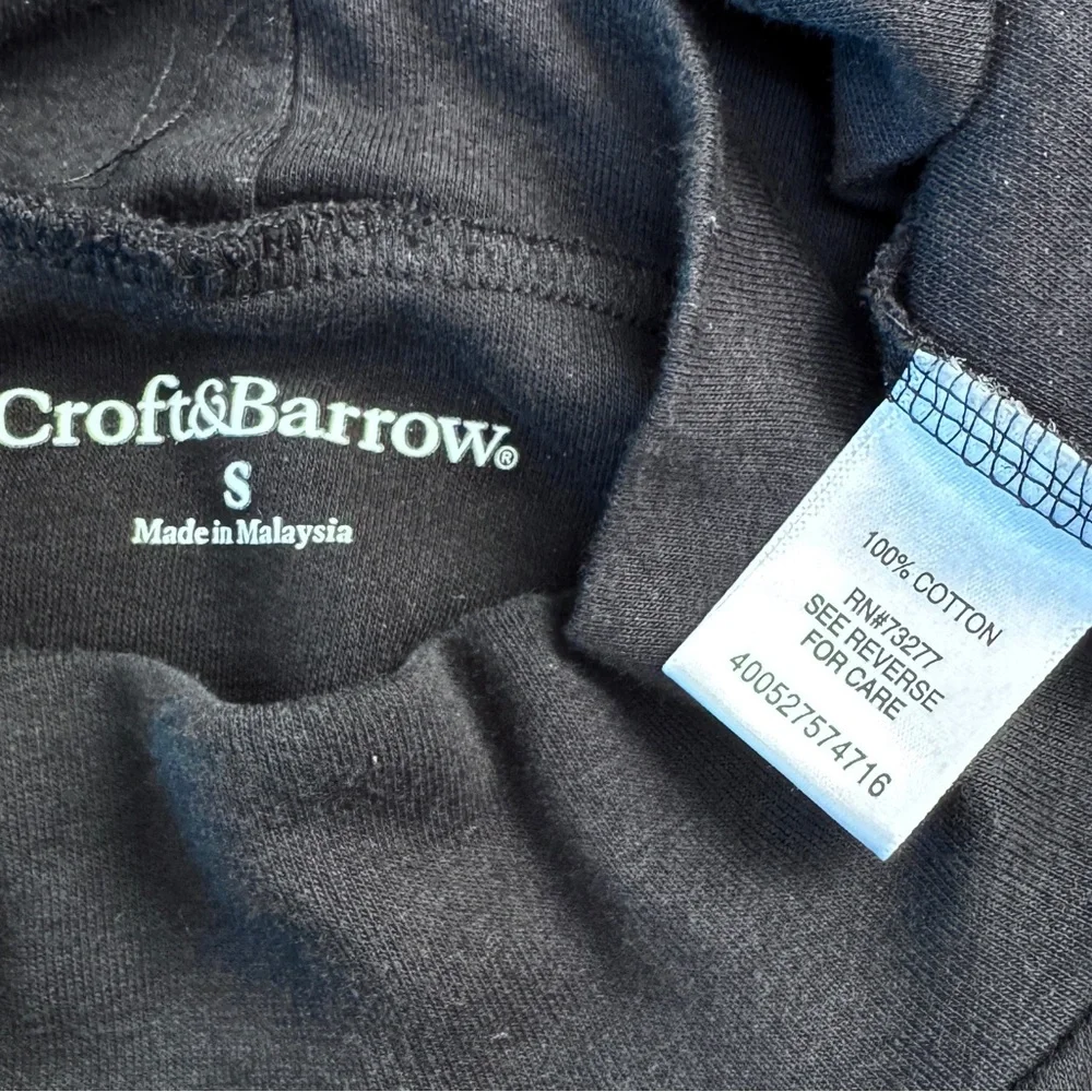 Croft & Barrow Black Cotton Mock Turtleneck Top Shirt S Long Sleeve - Picture 6 of 6